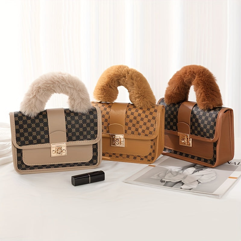 Mini Vintage Crossbody Bag, Retro Fluffy Shoulder Bag, Women's Fashion Handbag & Purse